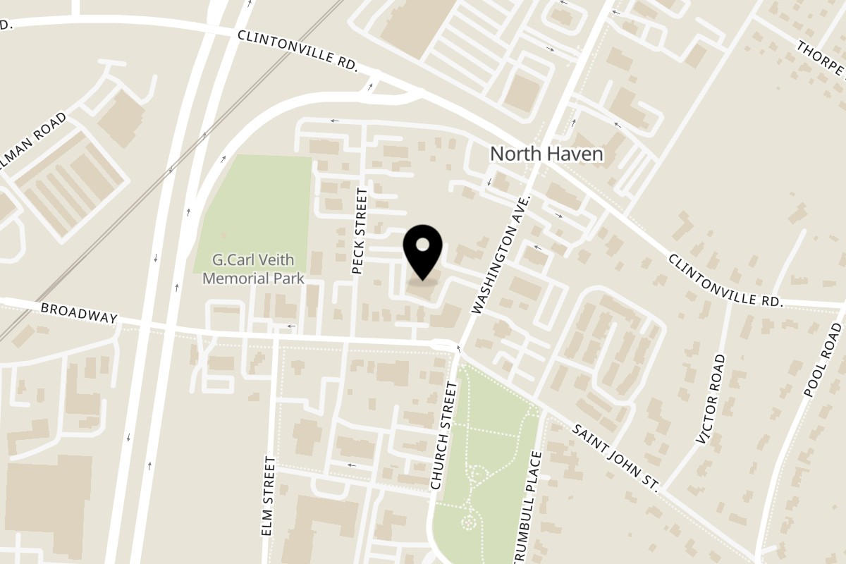 Map showing the location of Moon Rise Cafe on 2 Broadway in North Haven